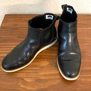 Timberland Black Leather, Slip On Flat Boots